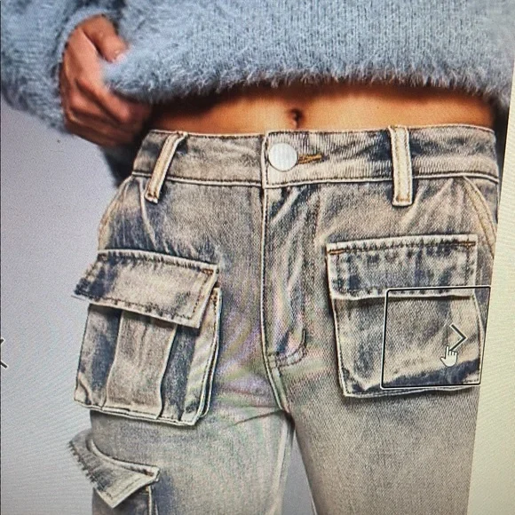 Liquor N Poker NWT straight leg denim cargo pants in washed pink size US 2